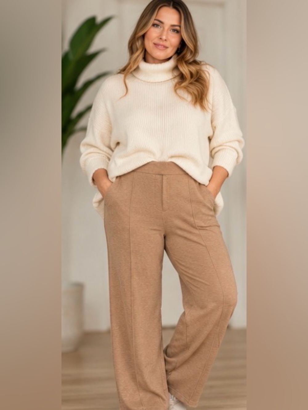 19” w J.Jill Wearever Collection Wide Leg Lounge Pants Wearever Brown Large Tall
